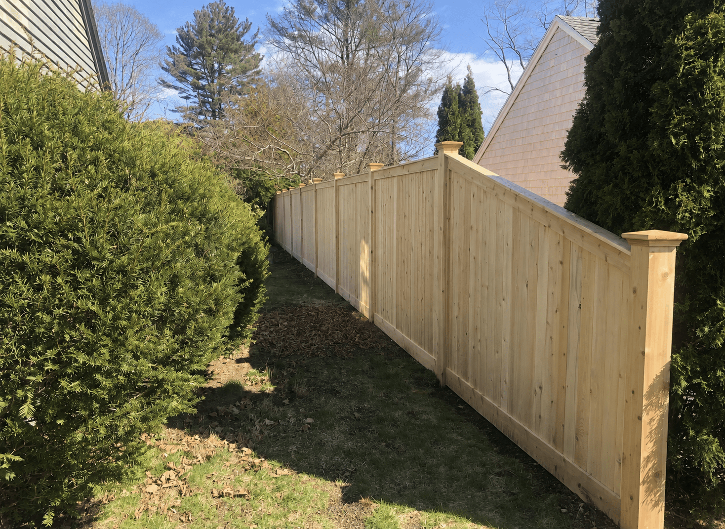 Completed cedar privacy fence by Ace Fence